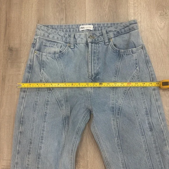 Zara Mugler Inspired Blue Straight Leg Jeans Size US 8 Euro 40 - Picture 11 of 11